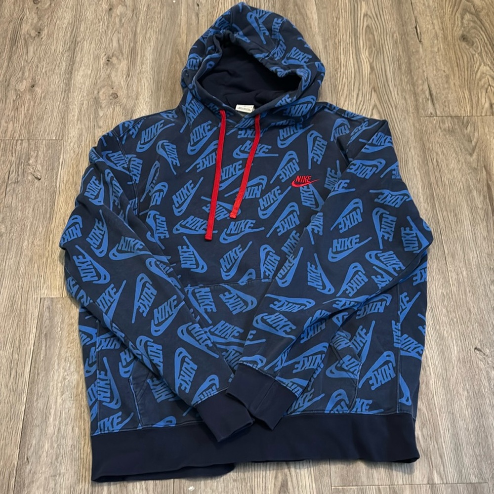 Nike hoodie blue and red
